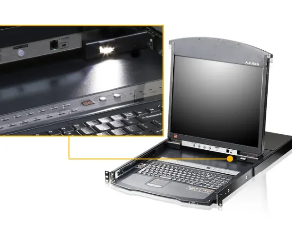 8-port 17'' Dual Rail LCD IP Cat5 KVM - D.Rail LCD KVM IP SW. W/(USKB/SPKB)/W/(US/EU) CORD
