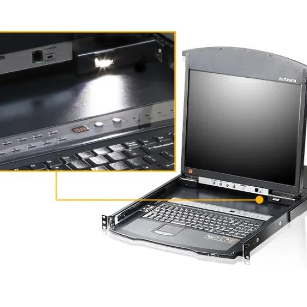 8-port 17'' Dual Rail LCD IP Cat5 KVM - D.Rail LCD KVM IP SW. W/(USKB/SPKB)/W/(US/EU) CORD