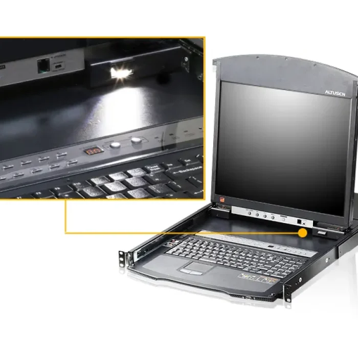 8-port 17'' Dual Rail LCD IP Cat5 KVM - D.Rail LCD KVM IP SW. W/(USKB/SPKB)/W/(US/EU) CORD