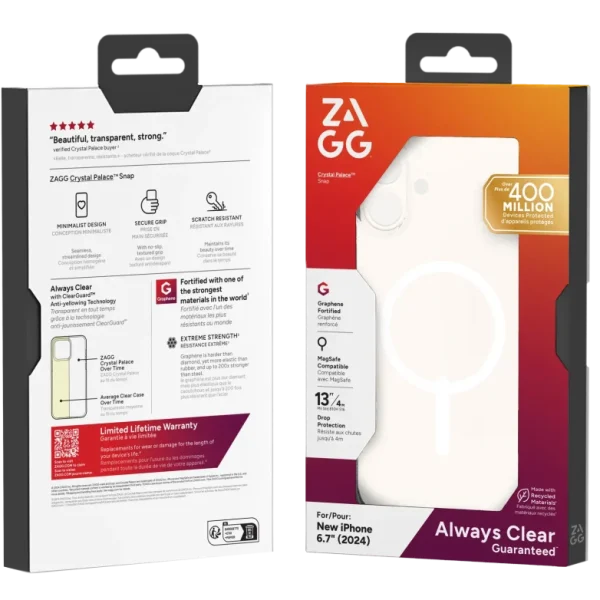 ZAGG Cases Crystal Palace Snap Apple iP16 Plus  Clear