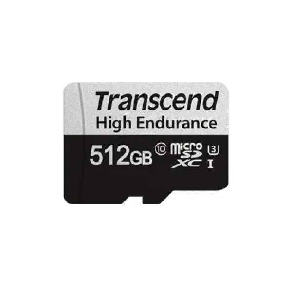 TRANSCEND 350V 512GB HIGH ENDURANCE MICRO SD UHS-I  U3 CLASS10 - READ 100 MB/S - WRITE 60MB/S - WITH SD ADPTOR
