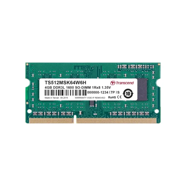 TRANSCEND 4GB LOW VOLTAGE  DUAL VOLTAGE DDR3-1600 SO-DIMM