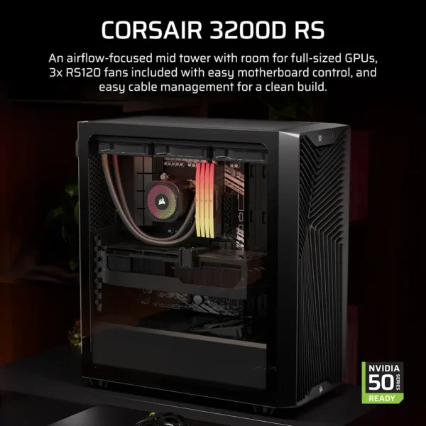 3200D RS Mid-Tower PC Case; 3x RS120 fans incl - Black.