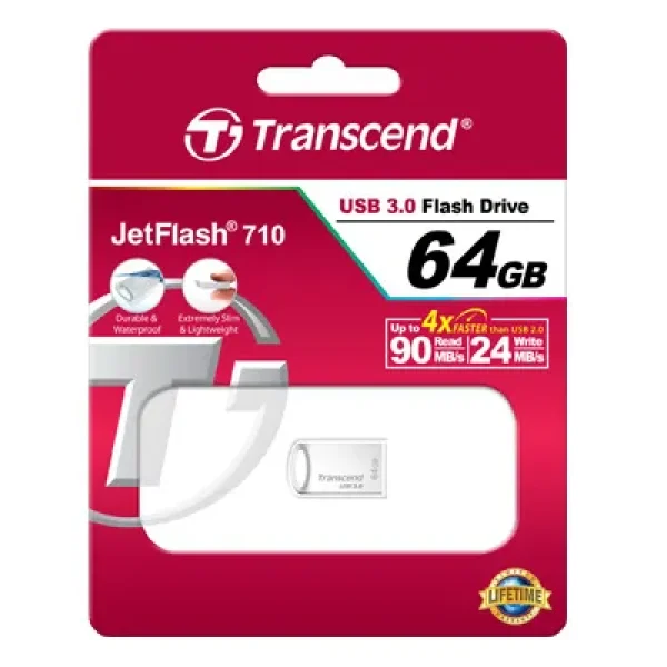 TRANSCEND 64GB JETFLASH 710 USB 3.0 - SILVER