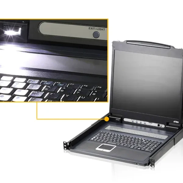 ATEN 8P PS/2-USB VGA 19'' LCD KVM Switch W/(USA KB/SPKB)/W/(US/EU) CORD