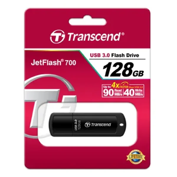 TRANSCEND 128GB JETFLASH 700 USB 3.1 GEN 1 (USB 5Gbps) FLASH DRIVE