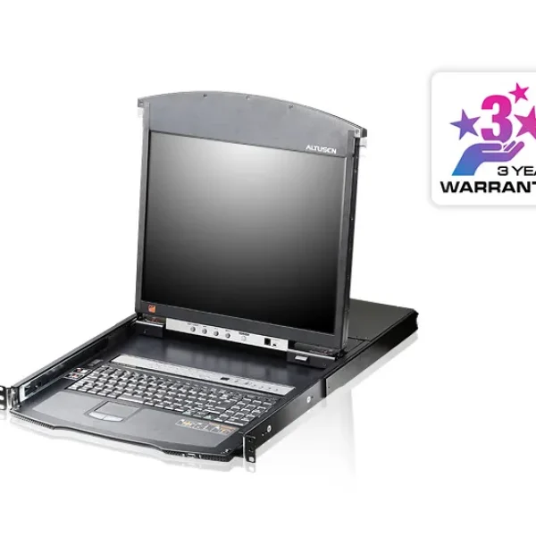 8-port 17'' Dual Rail LCD IP Cat5 KVM - D.Rail LCD KVM IP SW. W/(USKB/SPKB)/W/(US/EU) CORD