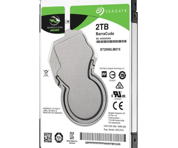 Seagate Barracuda 2TB; 2.5'' Notebook drive; SATA 6GB/s; RPM 5400; 128MB Cache; 7mm