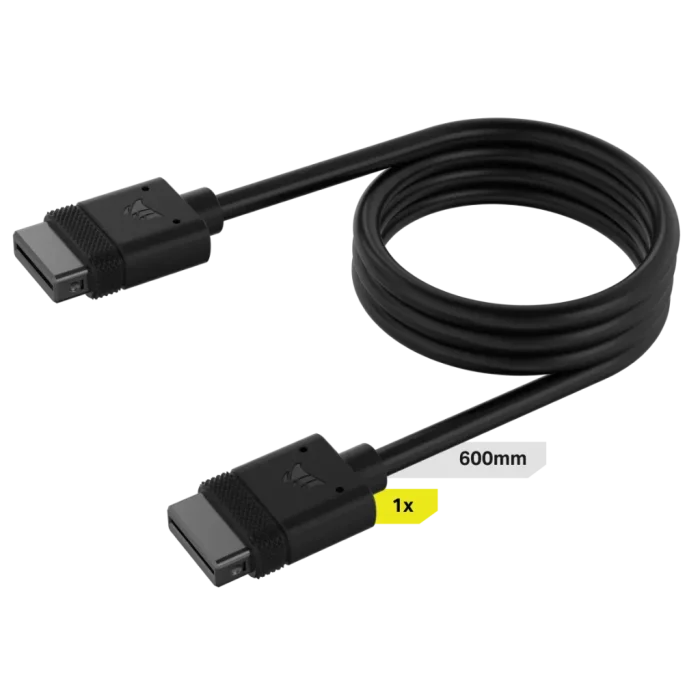 Corsair iCUE LINK Cable; 1x 600mm with Straight connectors; Black