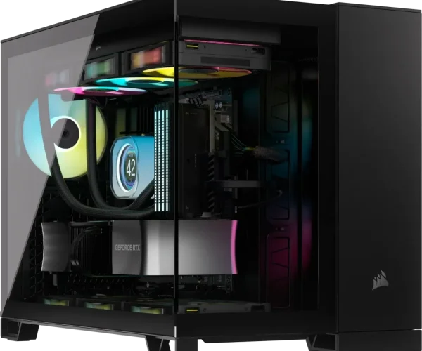 iCUE 2500X Micro ATX Black Dual Chamber PC Case; 2x 2.5'' Drive Bays; 2x 3.5''; Up to 360mm Radiator compatible