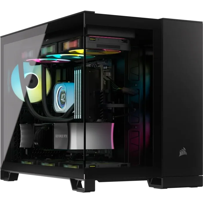 iCUE 2500X Micro ATX Black Dual Chamber PC Case; 2x 2.5'' Drive Bays; 2x 3.5''; Up to 360mm Radiator compatible