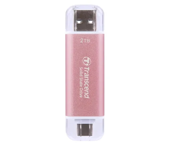 TRANSCEND 2 TB ESD310P USB3.2 TYPE A & C (USB 10Gbps) OTG COMPACT PORTABLE SSD  - Read 1050MB/s Write 950 MB/s - Pink