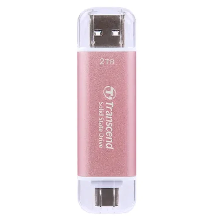 TRANSCEND 2 TB ESD310P USB3.2 TYPE A & C (USB 10Gbps) OTG COMPACT PORTABLE SSD  - Read 1050MB/s Write 950 MB/s - Pink