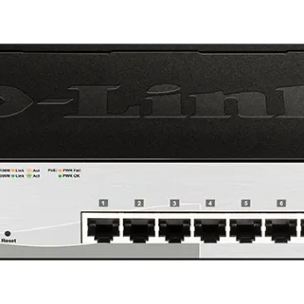D-LINK 8-ports 10/100/1000Base-T PoE Smart Switch plus 2 SFP ports - 78W PoE budget