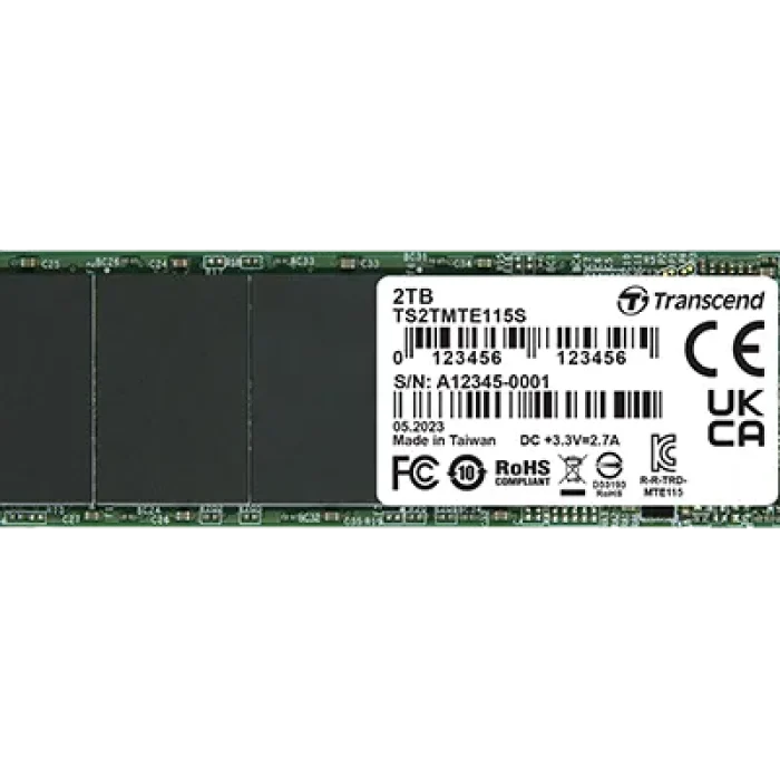 TRANSCEND 1TB MTE115S PCI-E GEN 3x4 M.2 2280 SSD 3D NAND - 3200 MB/s Read 2000 MB/s Write - 400 TBW