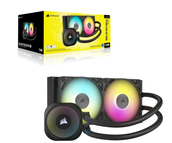 Corsair iCUE LINK TITAN 240 RX RGB Liquid CPU Cooler – RX120 RGB Fans – Fits Intel® LGA 1851/1700; AMD® AM5/AM4.