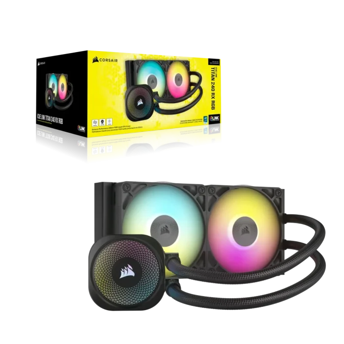 Corsair iCUE LINK TITAN 240 RX RGB Liquid CPU Cooler – RX120 RGB Fans – Fits Intel® LGA 1851/1700; AMD® AM5/AM4.