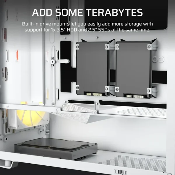 3200D RS ARGB Mid-Tower PC Case; 3x RS120 ARGB fans incl - White.