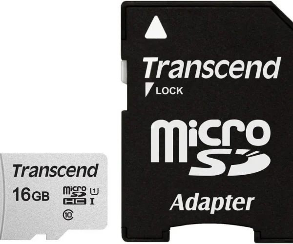 TRANSCEND 300S 16GB MICRO SD UHS-I U1 CLASS 10 READ 95 MB/S WRITE 45MB/S WITH SD ADAPTOR