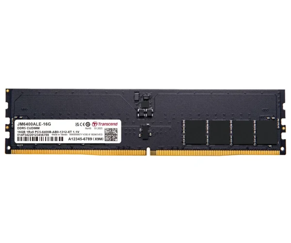 TRANSCEND JET MEMORY 16GB DDR5-6400 Unbuffered DESKTOP CUDIMM 1RX8 CL52  (2Gx8)x8 1.1V