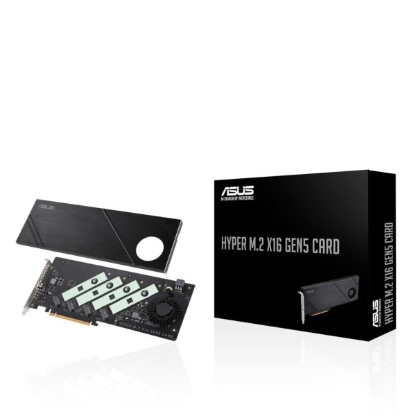 Hyper M.2 x16 Gen5 Card (PCIe 5.0/4.0) supports up to four NVMe M.2 (2242/2260/2280/22110) devices at up to 512 Gbps for RAID