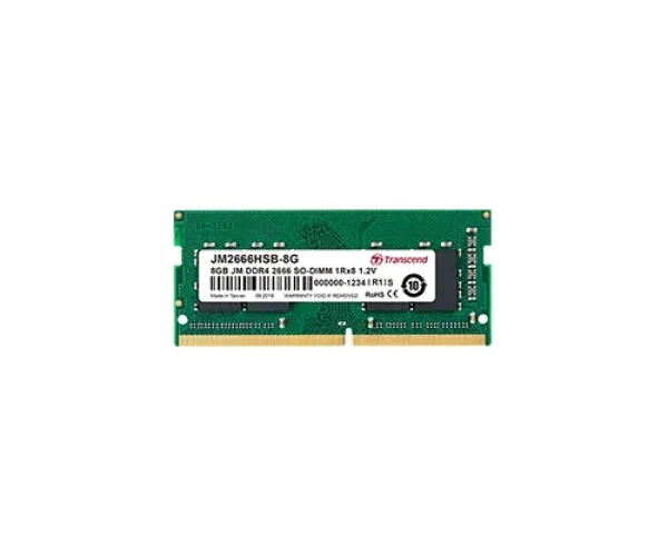 TRANSCEND JET MEMORY 8GB DDR4 2666MHZ SO-DIMM 1RX8 1GX8 CL19 1.2V