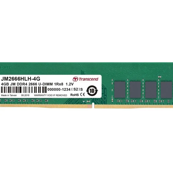 TRANSCEND 4GB DDR4 2666Mhz DESKTOP U-DIMM 1RX8 1GX8 CL19 1.2V