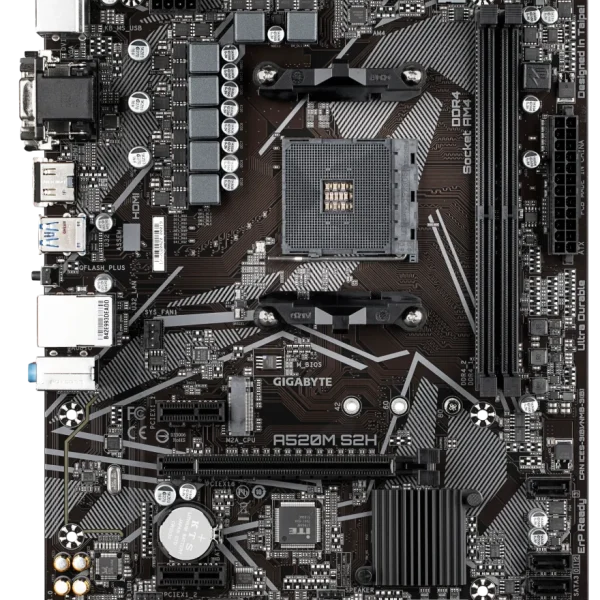 GIGABYTE Motherboard AMD A520M-S2H  for 3rd/4th/5th Generation AMD Ryzen™ processors; 2x Dual DDR4; 1x M2; HDMI; DVI; VGA.