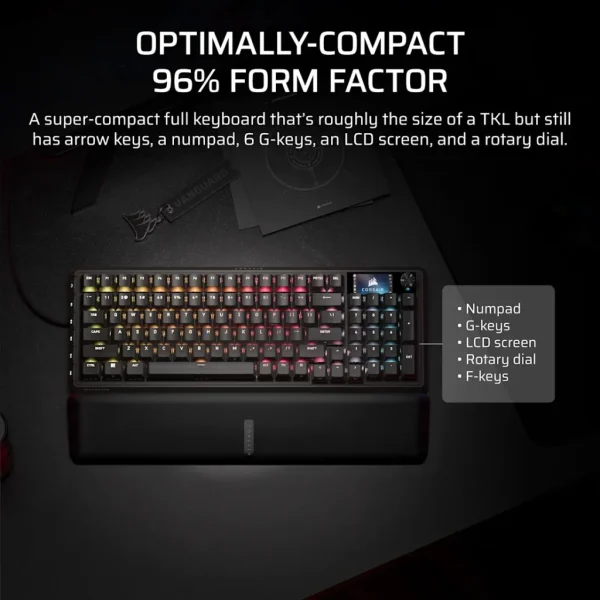 Corsair VANGUARD PRO 96% Hall Effect Gaming Keyboard - MGX Hyperdrive magnetic switches - Black.