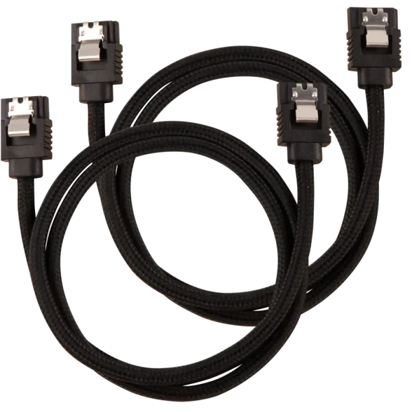 Corsair Premium Sleeved SATA Data Cable Set with Straight Connectors; Black; 60cm