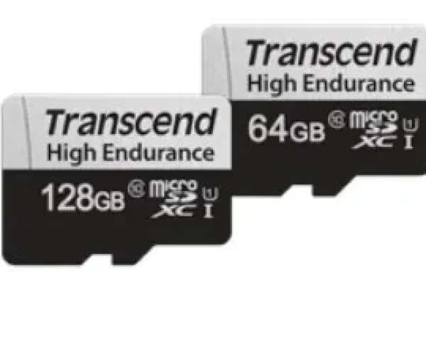 TRANSCEND 350V 64GB HIGH ENDURANCE MICRO SD UHS-I  U1 CLASS10 - READ 100 MB/S - WRITE 45MB/S - WITH SD ADPTOR
