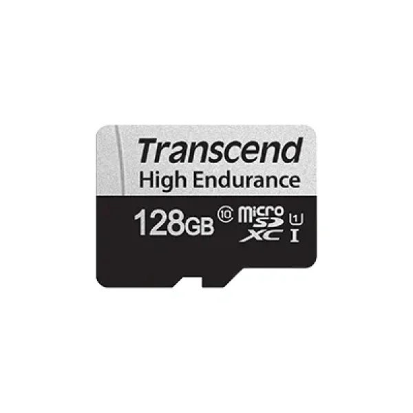 TRANSCEND 350V 128GB HIGH ENDURANCE MICRO SD UHS-I  U1 CLASS10 - READ 100 MB/S - WRITE 45MB/S -  WITH SD ADPTOR