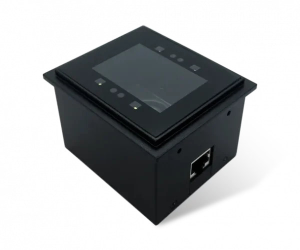 FM30 Grouper II 2D CMOS Fixed Mounted Reader for kiosk integration with flush glass front; optimized to read from cell phone and