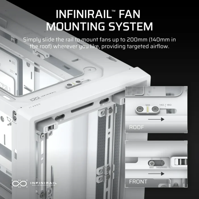 FRAME 4000D White Mid-Tower PC Case; 2x 3.5'' |  2x 2.5'' Drive Bays; Up to 360mm Radiator compatible; No Fans