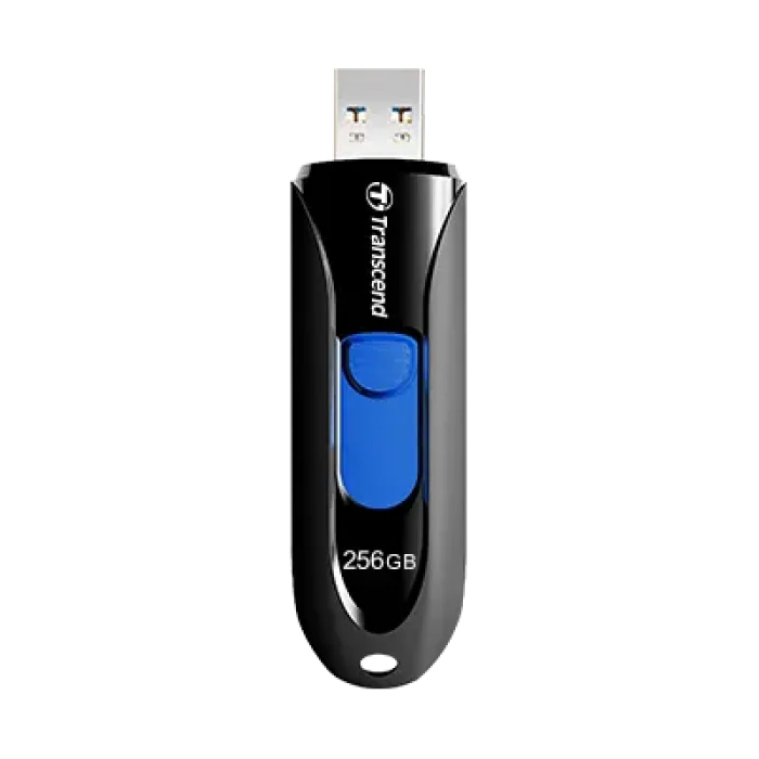 TRANSCEND 256GB JF790 USB3.1 GEN 1 CAPLESS FLASH DRIVE - BLACK AND BLUE