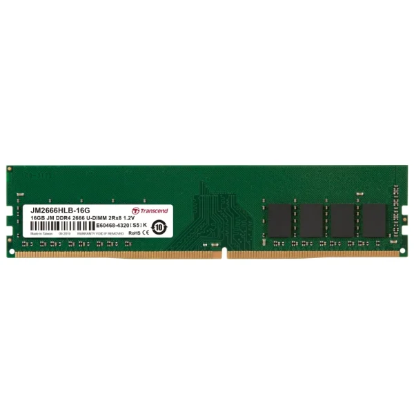 TRANSCEND 16GB JET MEMORY DDR4 2666MHZ DESKTOP U-DIMM 2RX8 1GX8 CL19