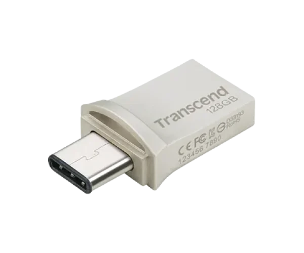 TRANSCEND 128GB JETFLASH 890 USB-C & USB 3.1 OTG FLASH DRIVE - SILVER