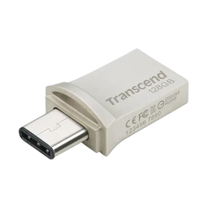 TRANSCEND 128GB JETFLASH 890 USB-C & USB 3.1 OTG FLASH DRIVE - SILVER