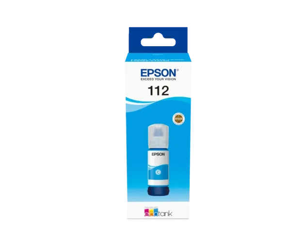 Epson 112 EcoTank Pigment Cyan ink bottle (70 ml).  6000 pages @ 5% coverage