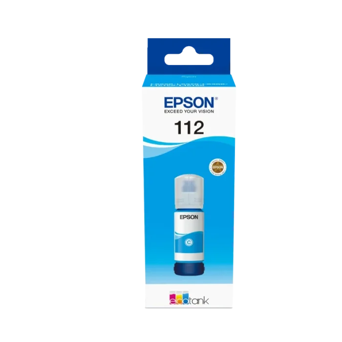 Epson 112 EcoTank Pigment Cyan ink bottle (70 ml).  6000 pages @ 5% coverage