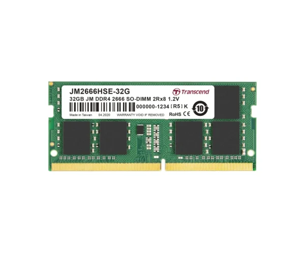 TRANSCEND 32GB JET MEMORY DDR4 2666MHZ NOTEBOOK SO-DIMM 2RX8 2GX8 CL19
