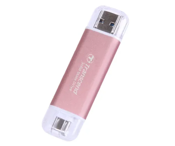 TRANSCEND 1 TB ESD310P USB3.2 TYPE A & C (USB 10Gbps) OTG COMPACT PORTABLE SSD  - Read 1050MB/s Write 950 MB/s - Pink