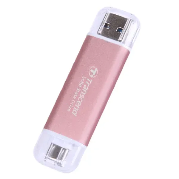 TRANSCEND 1 TB ESD310P USB3.2 TYPE A & C (USB 10Gbps) OTG COMPACT PORTABLE SSD  - Read 1050MB/s Write 950 MB/s - Pink