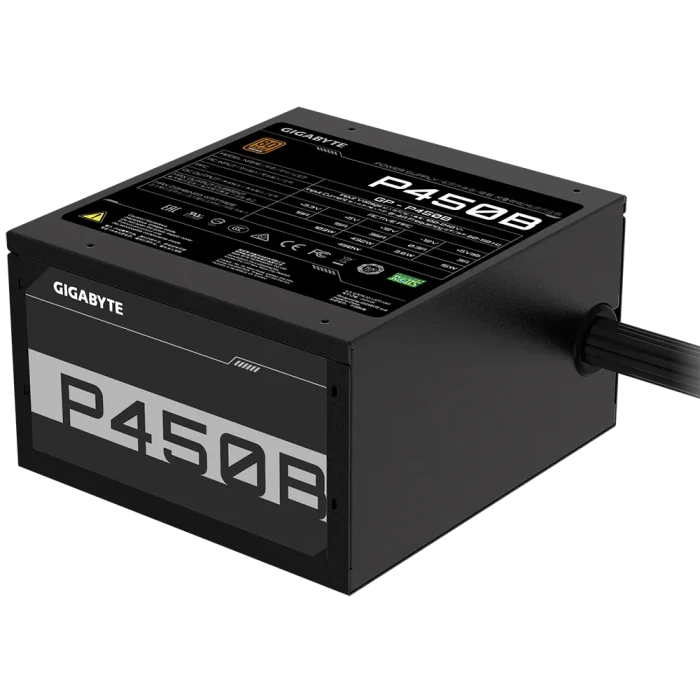 Gigabyte PSU P450B Bronze Certified 450W - 3 Year Warranty; 24/20-pin x 1; CPU 4+4-pin x 1; PCI-E 6+2-pin x 2; SATA x 6; Peri x3