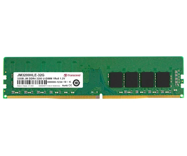 TRANSCEND JET MEMORY 32GB DDR4-3200 DESKTOP U-DIMM 2RX8 CL22