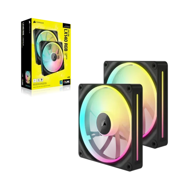 Corsair LX RGB Series; iCUE LINK LX140 RGB; 140mm Fan; Dual Pack; iCUE LINK System Hub Included