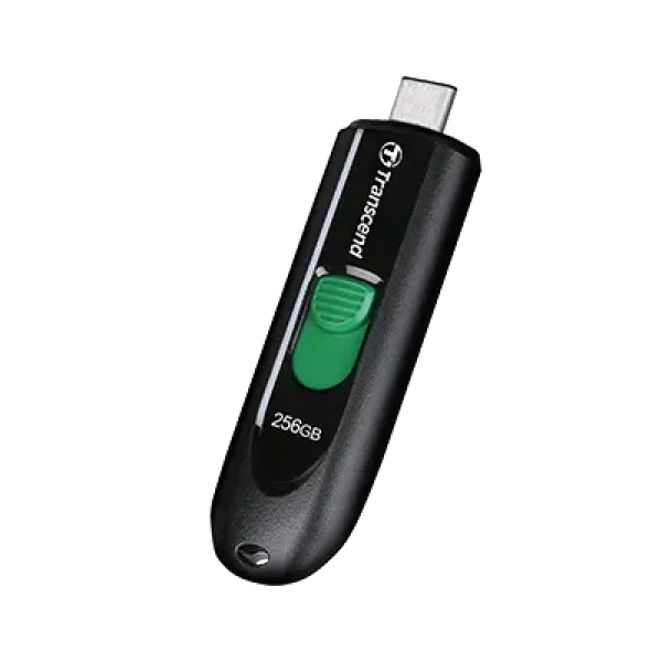 TRANSCEND 256GB JF790C USB C (5Gpbs) CAPLESS FLASH DRIVE - BLACK AND GREEN