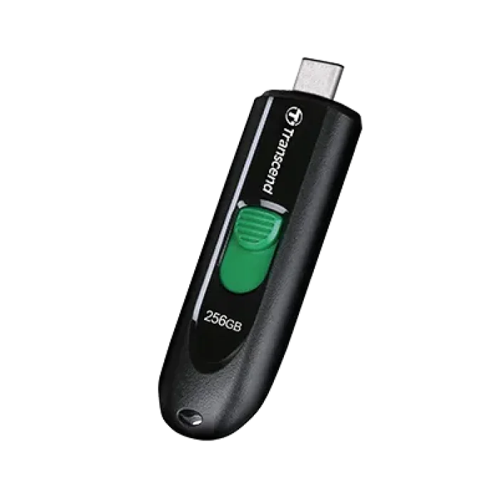 TRANSCEND 256GB JF790C USB C (5Gpbs) CAPLESS FLASH DRIVE - BLACK AND GREEN