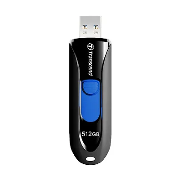 TRANSCEND 512GB JF790 USB3.1 GEN 1 CAPLESS FLASH DRIVE - BLACK AND BLUE