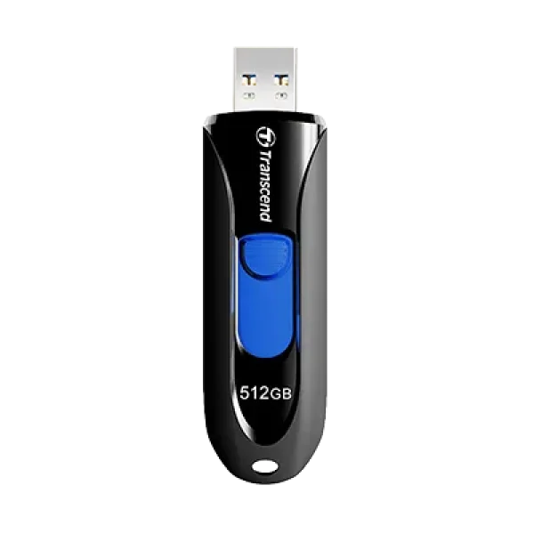 TRANSCEND 512GB JF790 USB3.1 GEN 1 CAPLESS FLASH DRIVE - BLACK AND BLUE